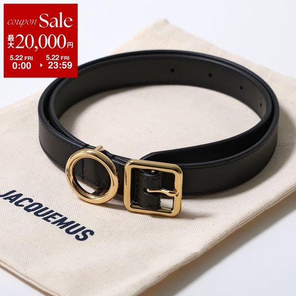 JACQUEMUS 黒 レザー ベルト ゴールドバックル JACQUEMUS（ジャックムス） ベルト Regalo 2cm BEW00345AC01C02