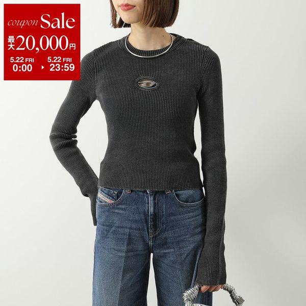 DIESEL ディーゼル ニット M-ANCHOR-A A14810 0AKBQ レディース セーター リブ Dロゴ クルーネック コットン クロップド丈 長袖 900の画像