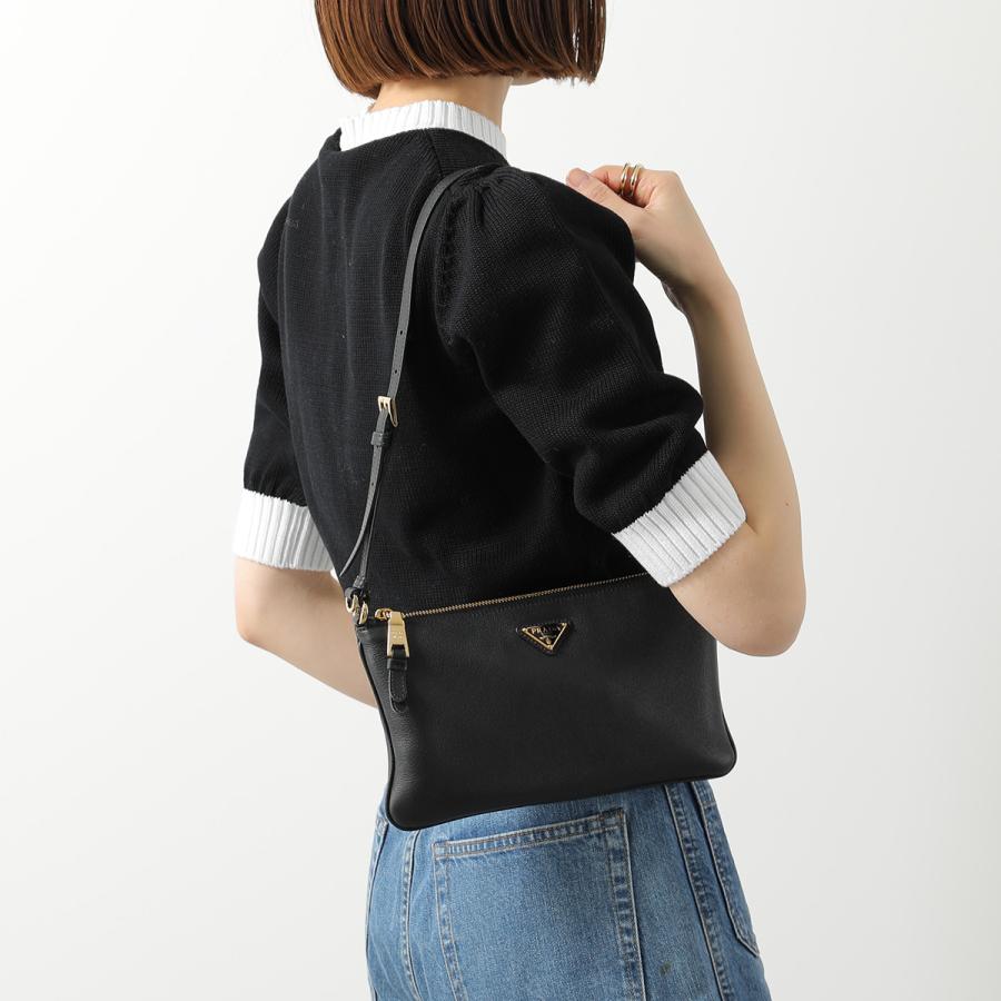 【美品】  PRADA / プラダ | 2wya サフィアーノレザー ウォレット ショルダーバッグ ポシェット | ブラック | レディース PRADA（プラダ） Saffiano Mini Bag サフィアーノレザー ミニバッグ