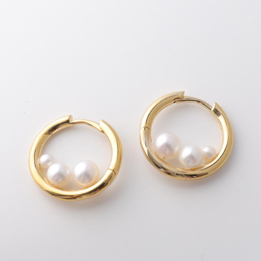 Otiumberg オティウムバーグ フープピアス Trio Pearl Hoops OT0029-2585 レディース パール アクセサリー silver925 14Kゴールドヴェルメイユ ゴールドの画像