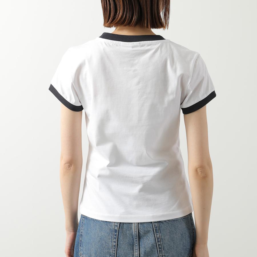 GANNI ガニー Tシャツ Basic Cotton Jersey Margot Kitty Print A1050030 レディース 半袖 カットソー クルーネック リンガーTシャツ 151/BRIGHT-WHITEの画像