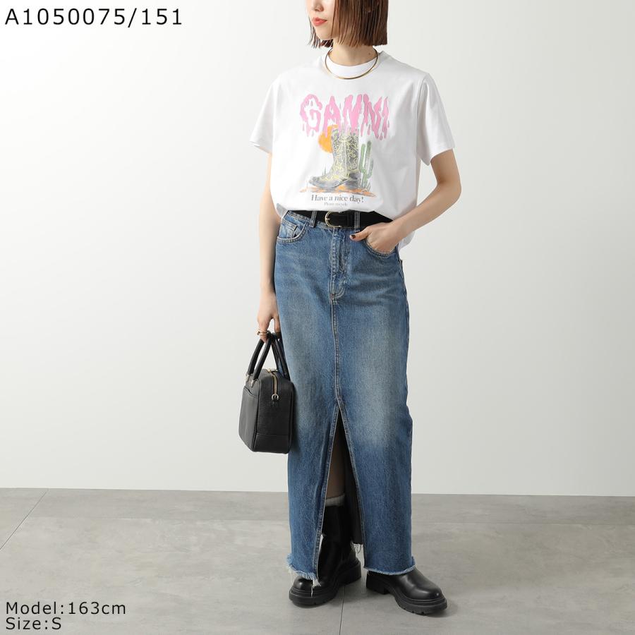 GANNI ガニー Tシャツ Basic Cotton Jersey T-shirt  A1050061 A1050074 A1050075 レディース 半袖 カットソー クルーネック コットン ロゴT カラー3色の画像