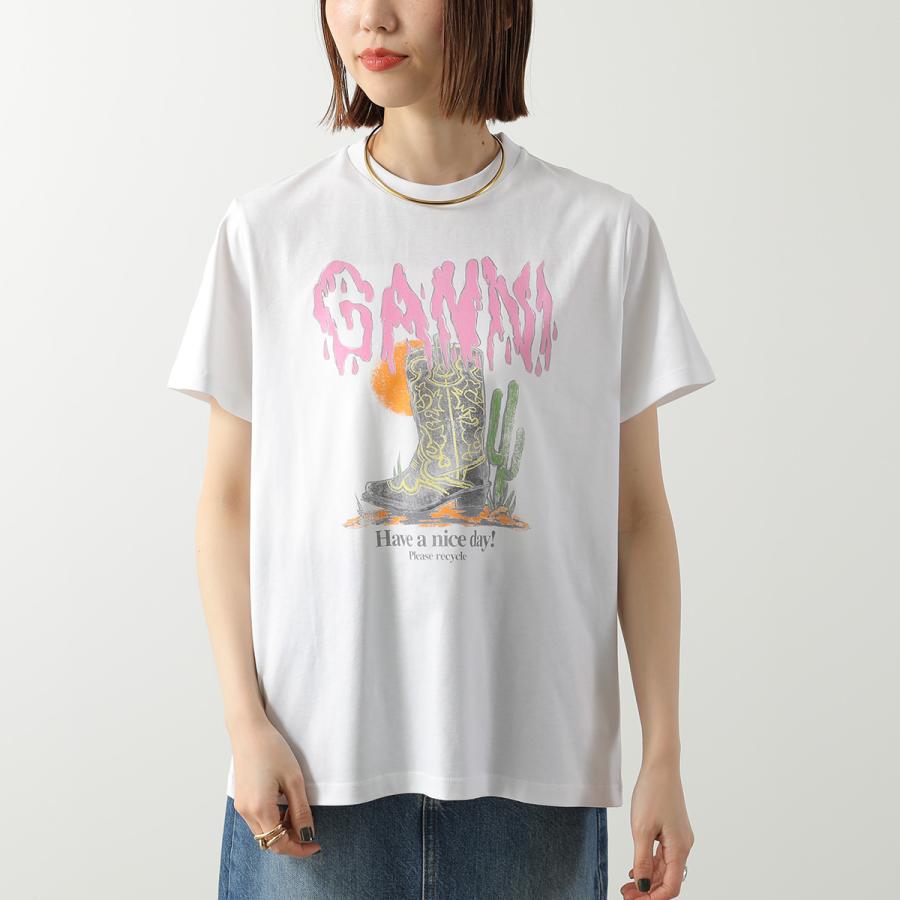 GANNI ガニー Tシャツ Basic Cotton Jersey T-shirt  A1050061 A1050074 A1050075 レディース 半袖 カットソー クルーネック コットン ロゴT カラー3色の画像