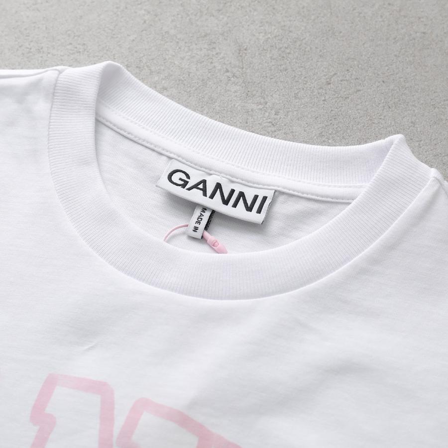 GANNI ガニー Tシャツ Basic cotton Jersey T-shirt A1050029 A1050062 レディース 半袖 カットソー クルーネック コットン ロゴT カラー2色の画像