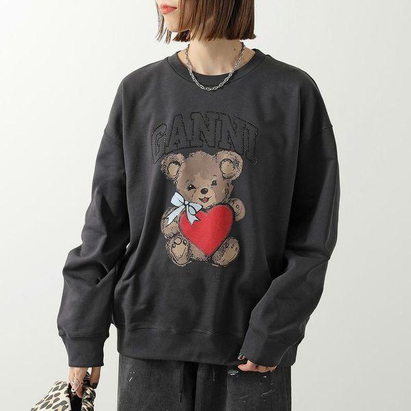 新品 ガニー スウェット 長袖 GANNI（ガニー） スウェット Isoli Crewneck Bear with Rhinestone