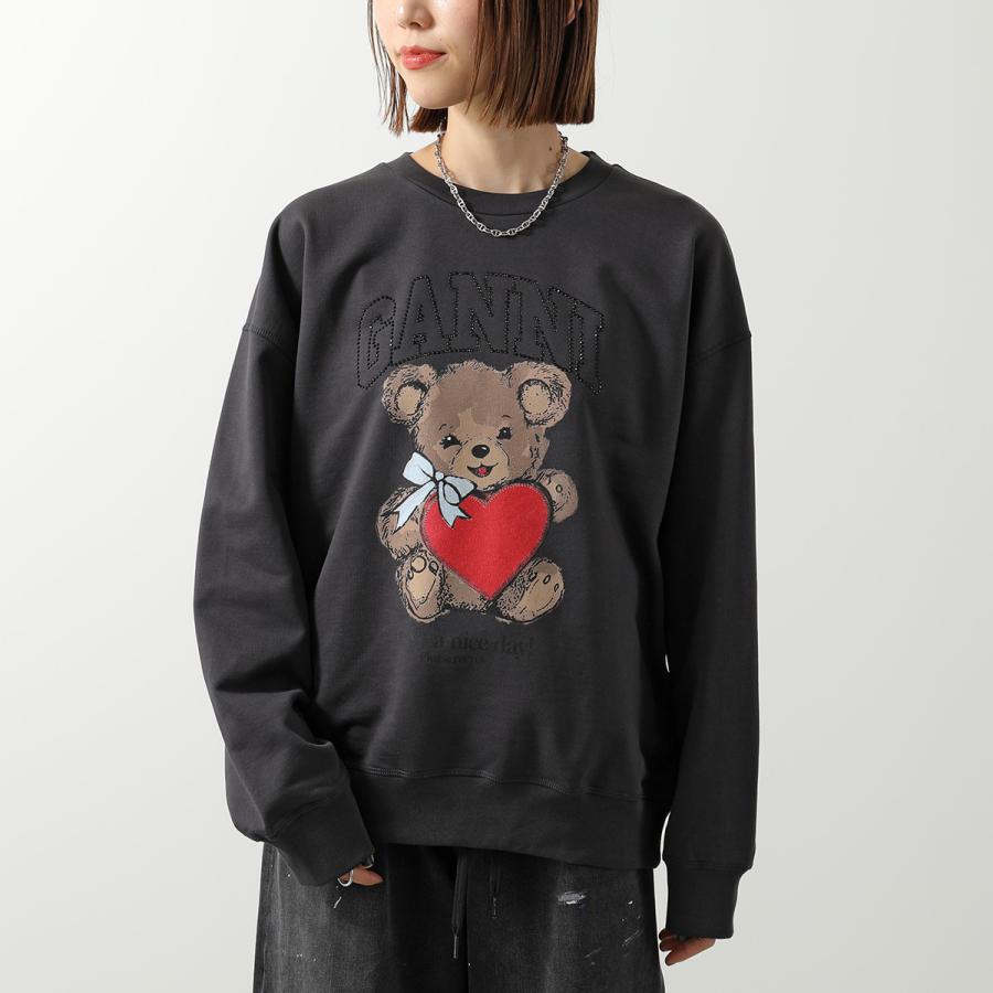 GANNI（ガニー） スウェット Isoli Crewneck Bear with Rhinestone