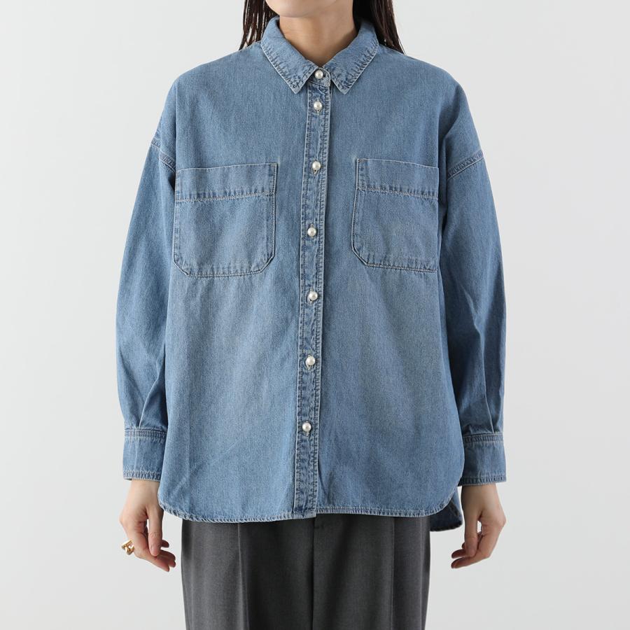 QTUME クチューム デニムシャツ 25005 レディース 長袖 パールボタン