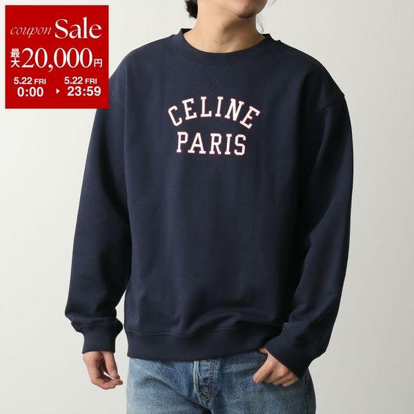 CELINE セリーヌ トレーナー RY0S1510Z.07RV メンズ スウェットシャツ コットン 長袖 クルーネック ロゴ ネイビーの画像