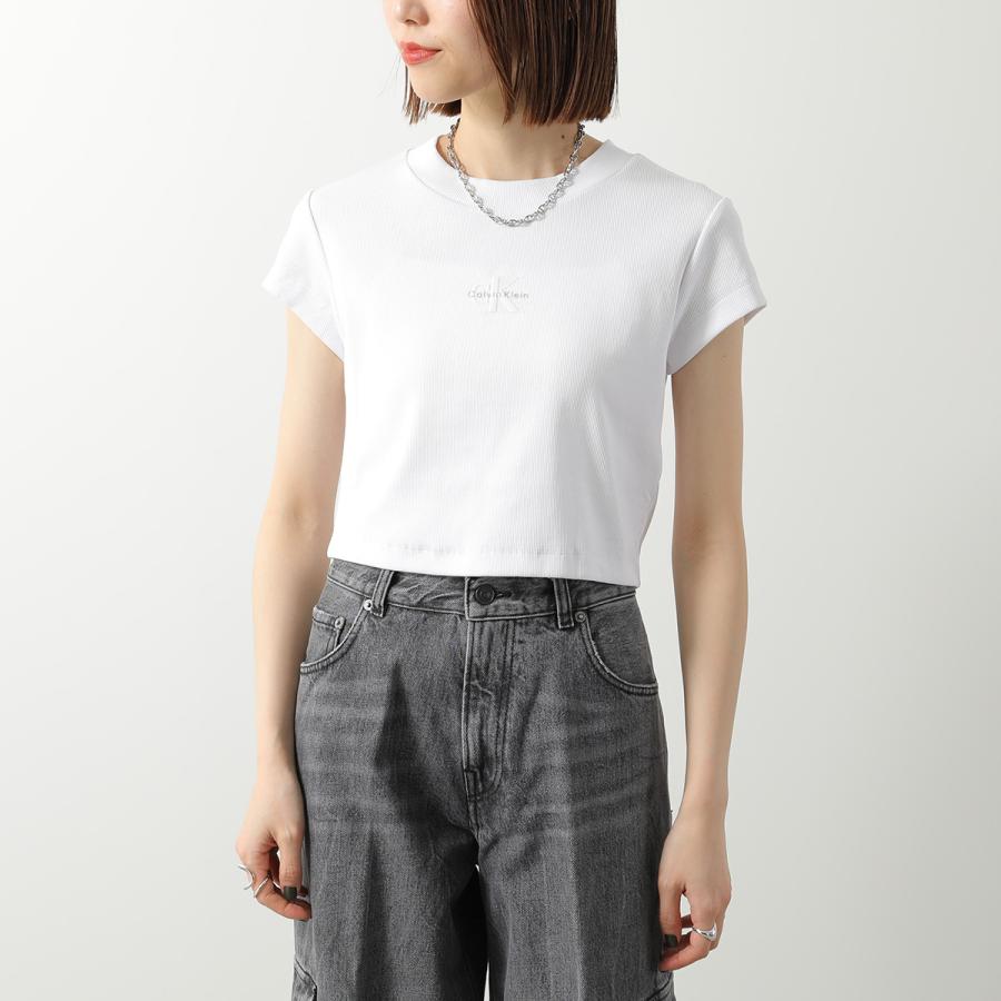 CALVIN KLEIN JEANS カルバンクライン ジーンズ Tシャツ A- MONOGRAM BABY TEE LV047AB802 レディース 半袖 リブ カットソー ロゴT カラー3色の画像