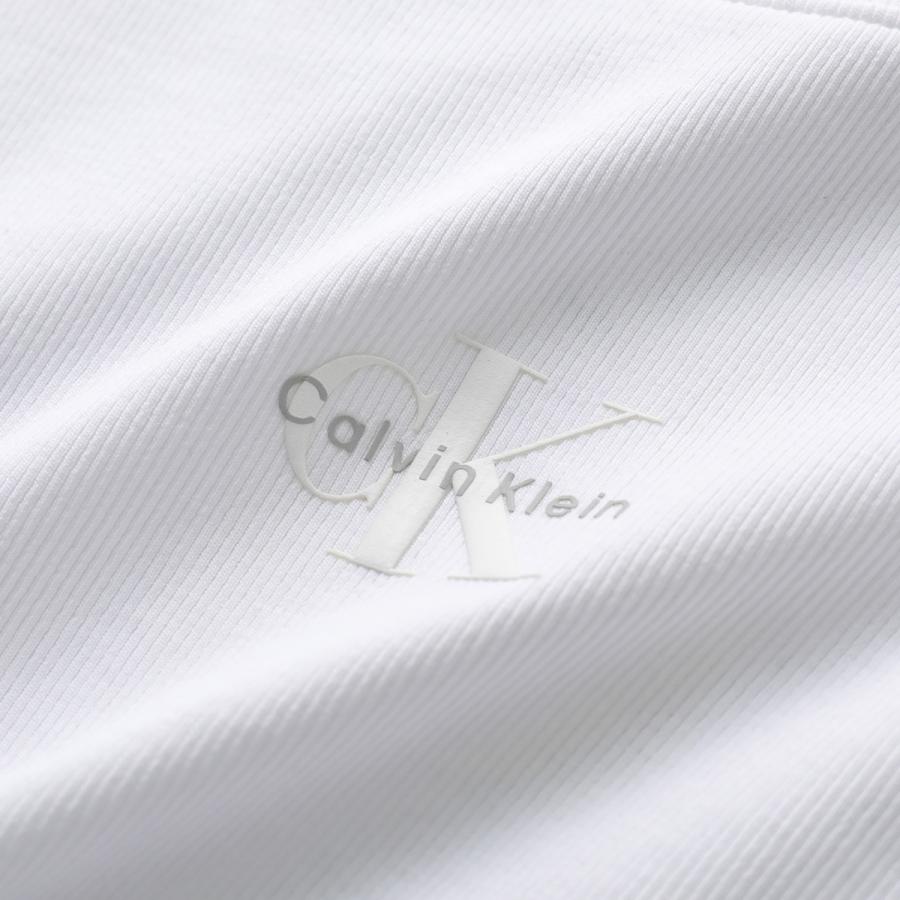 CALVIN KLEIN JEANS カルバンクライン ジーンズ Tシャツ A- LS MONOGRAM BABY TEE LV047A803G レディース 長袖 リブ クロップド丈 ロゴT カラー2色の画像