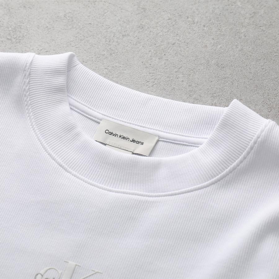 CALVIN KLEIN JEANS カルバンクライン ジーンズ Tシャツ A- LS MONOGRAM BABY TEE LV047A803G レディース 長袖 リブ クロップド丈 ロゴT カラー2色の画像