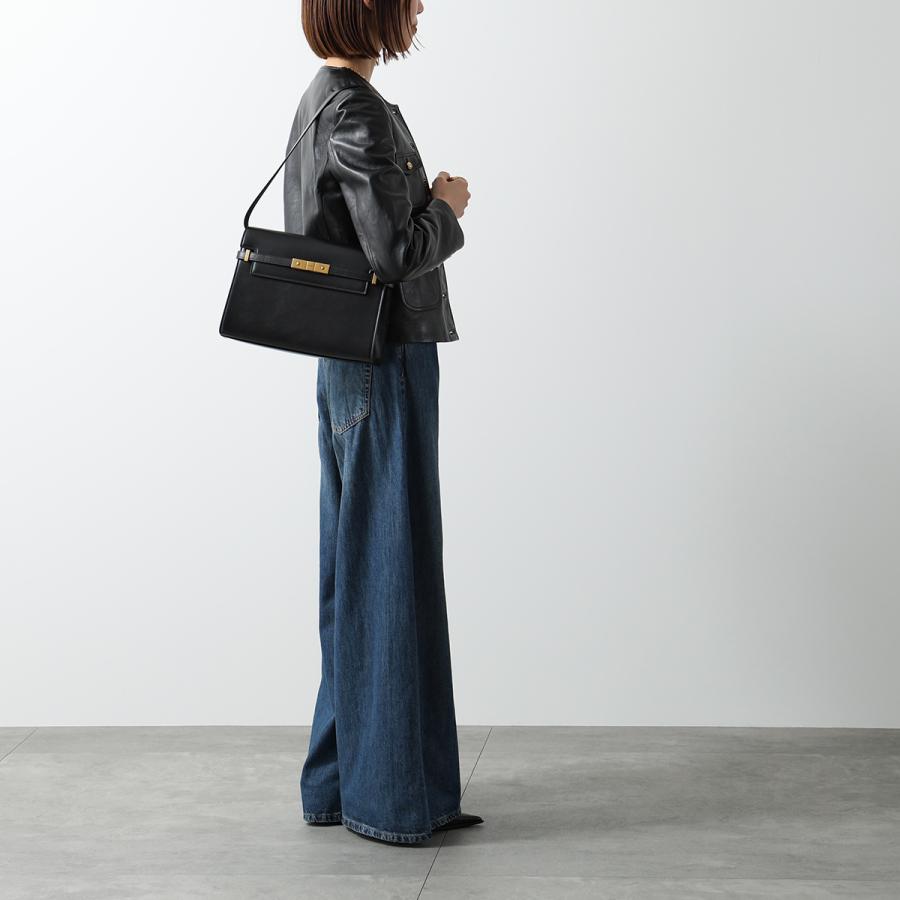 SAINT LAURENT PARIS(サンローランパリ) ショルダーバッグ美品  マンハッタン 579271 黒 型押し加工/ショルダーストラップ着脱可/2Way レザー SAINT LAURENT サンローラン ハンドバッグ MANHATTAN マンハッタン