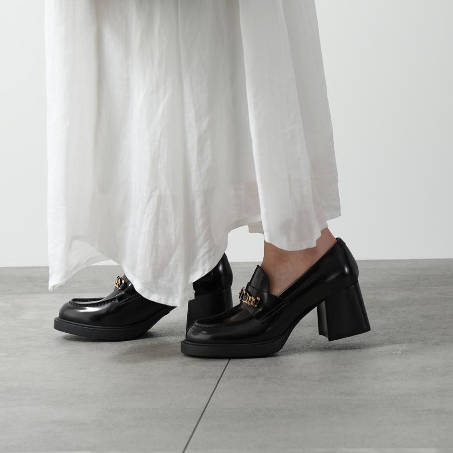 【TODS】トッズ黒エナメルタッセル厚底レディースローファー★美品 TOD'S（トッズ） TODS ローファー Gomma T Chain ゴンマ Tチェーン