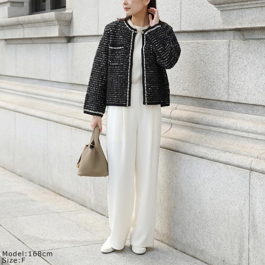 【フォンタナFONTANA】新品未使用　ニット＆中わた異素材ドッキングジャケット Dignite collier（ディニテコリエ） ノーカラージャケット 80267060