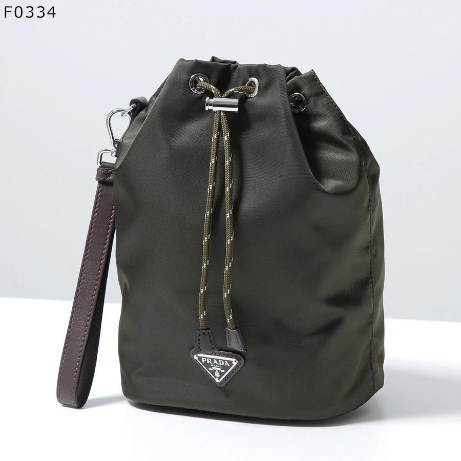 美品✨プラダ 巾着 ポーチ ミニバッグ ナイロン グリーン ギャランティカード付 PRADA（プラダ） ポーチ SPEEDROCK スピードロック 2NE067 2HE1
