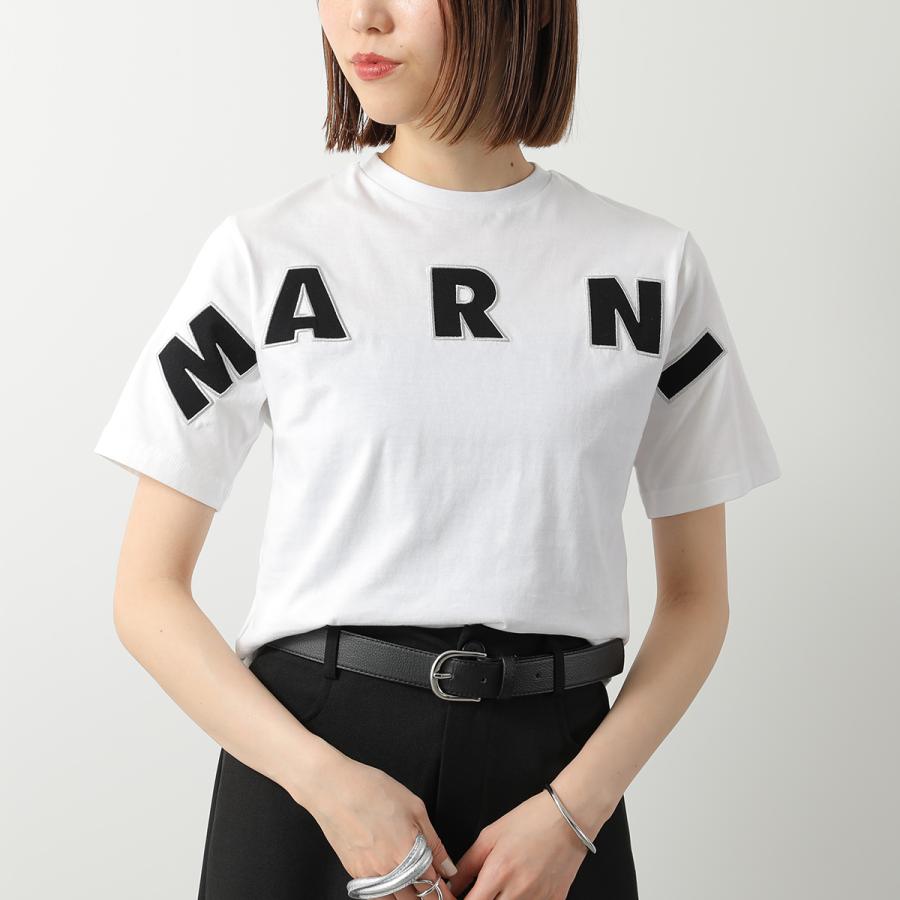 s*︎様 MARNI（マルニ）ロゴTシャツホワイト半袖 MARNI（マルニ） 半袖Tシャツ T-SHIRT WITH CHECKED MARNI LOGO
