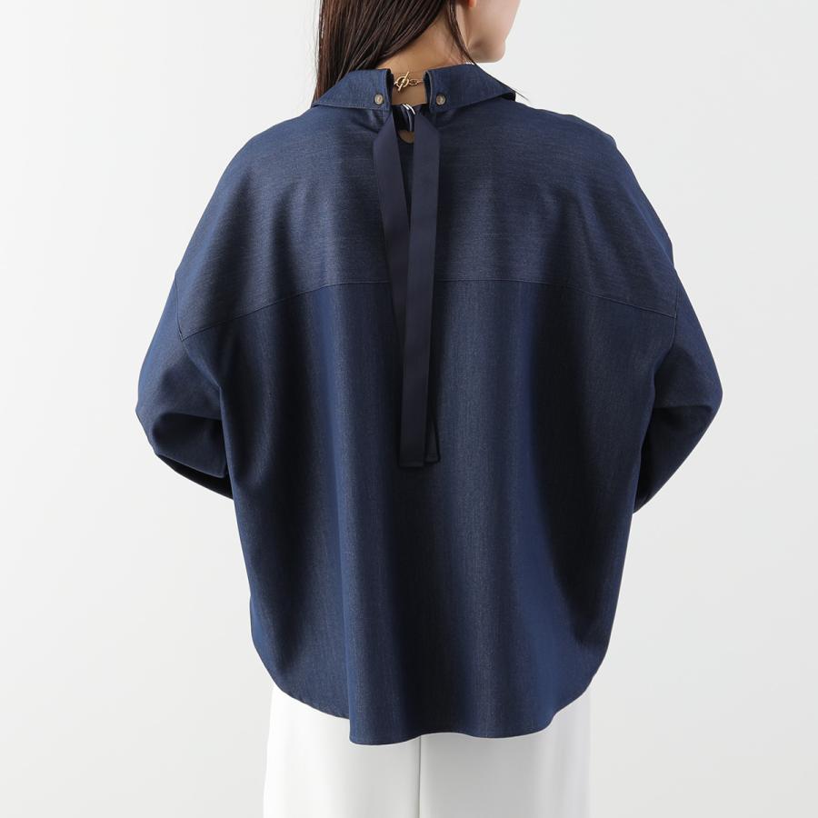HERENCIA ヘレンチア ブラウス Back ribbon blouse HERENCIA（ヘレンチア） シャツ Denim-like Back Ribbon Blouse