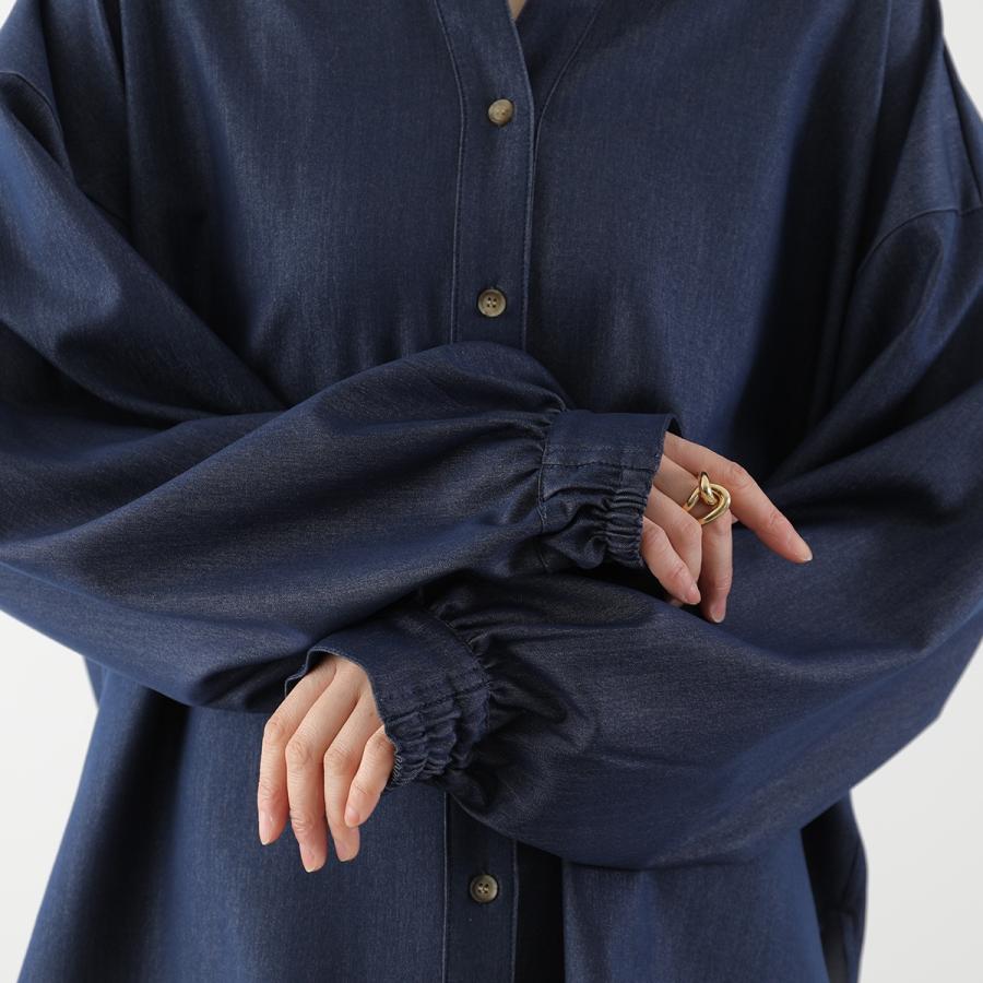HERENCIA（ヘレンチア） シャツ Denim-like Back Ribbon Blouse