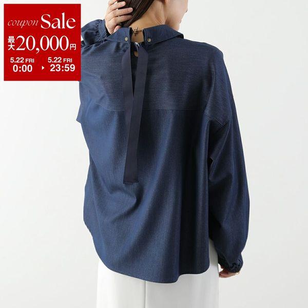HERENCIA（ヘレンチア） シャツ Denim-like Back Ribbon Blouse