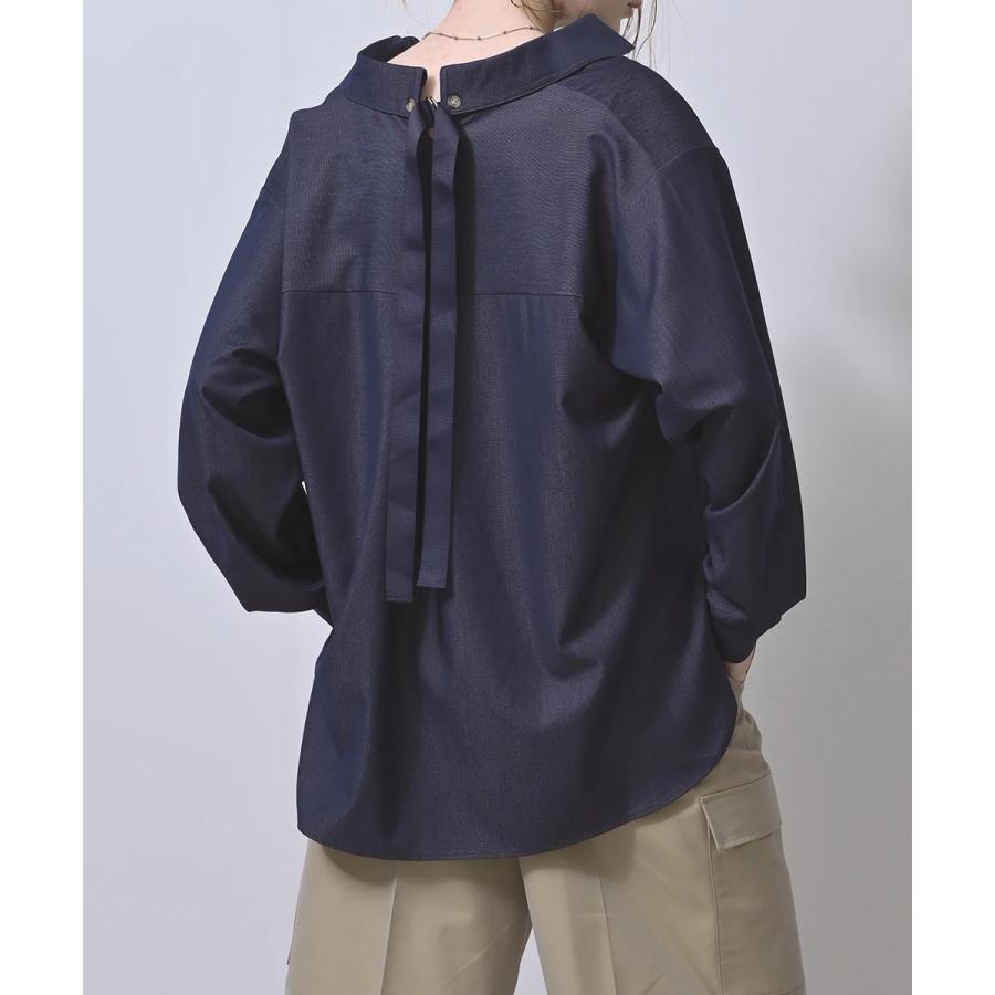 HERENCIA（ヘレンチア） シャツ Denim-like Back Ribbon Blouse