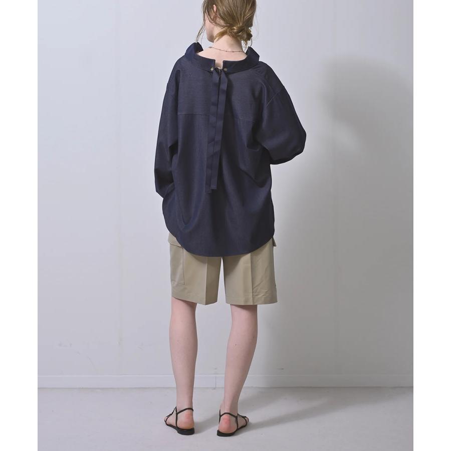 HERENCIA（ヘレンチア） シャツ Denim-like Back Ribbon Blouse