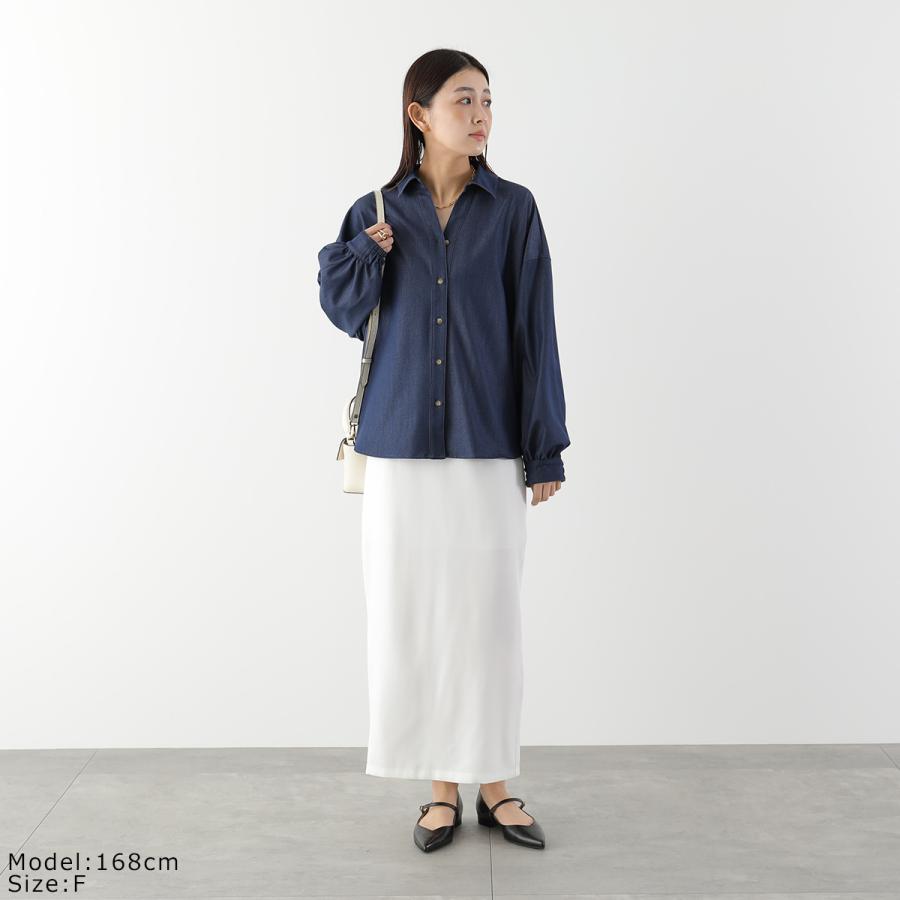 HERENCIA（ヘレンチア） シャツ Denim-like Back Ribbon Blouse