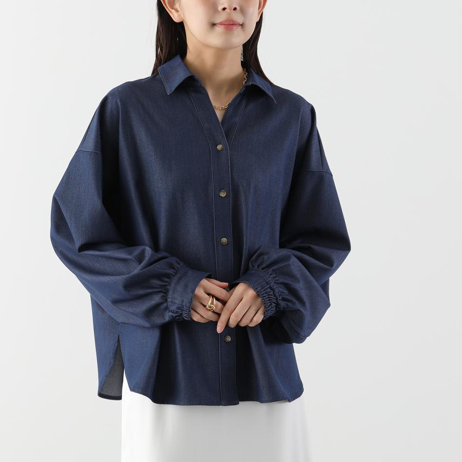 HERENCIA（ヘレンチア） シャツ Denim-like Back Ribbon Blouse