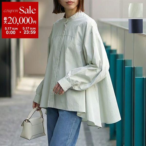 y⭐︎　hyeon ヘヨン　フレアシャツブラウス 新品タグ付き】HYEON◇ヘヨン 変形襟 シャツブラウス【F】ネイビー