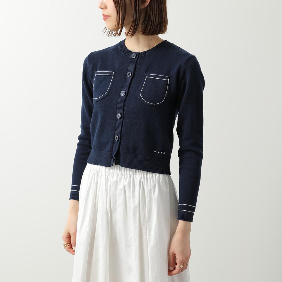 MARNI / マルニ | ロゴステッチ刺しゅう ウールニット カーディガン | 38 | パープル | レディース MARNI / マルニ | ロゴステッチ刺しゅう ウールニット カーディガン