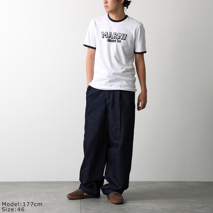 マルニ プリント カットソー MARNI (マルニ) Pop Fields ロゴ プリント クルーネック 半袖 Tシャツ