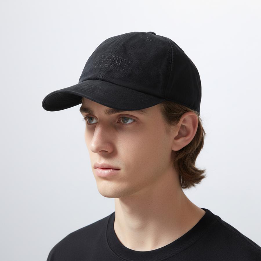 MM6 エムエムシックス ベースボールキャップ 黒 MM6 エムエムシックス メゾンマルジェラ ベースボールキャップ