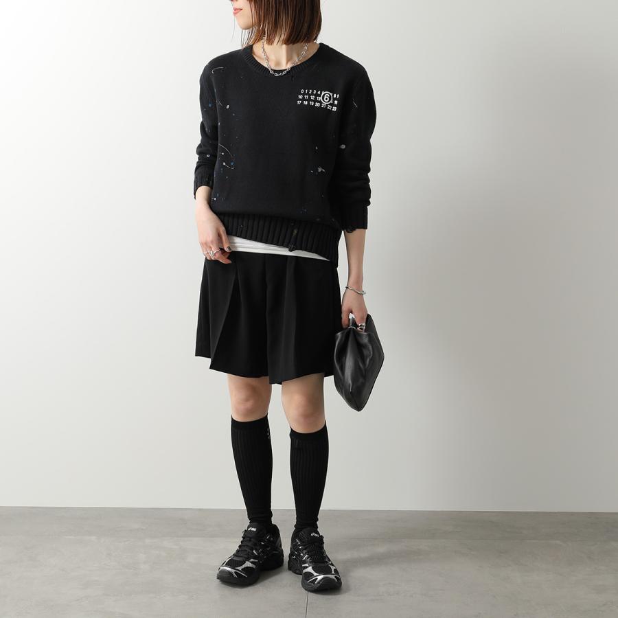 美品 メゾンマルジェラ 変形ネック リブニットタンクトップ　black XS 美品 メゾンマルジェラ 変形ネック リブニットタンクトップ black XSの