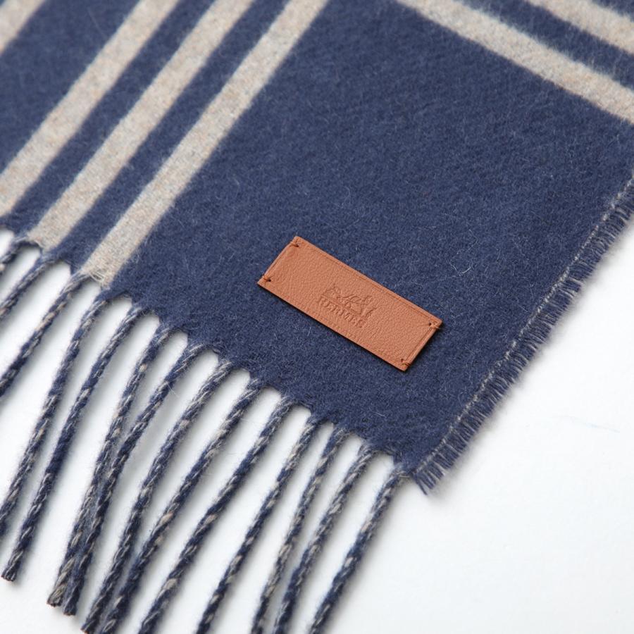 極美品✤エルメス マフラー フラワーモチーフブラウン×ネイビー ユニセックス マフラー – BrandCity