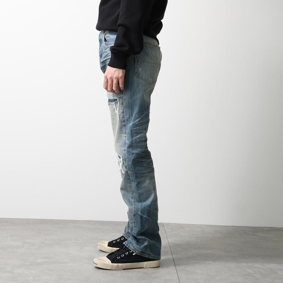 【Lサイズのみ】AMIRI アミリ ジーンズ MX1 AMDNGH1087 メンズ デニムパンツ ジーパン Gパン ストレート コットン ダメージ加工 プリーツ加工の画像