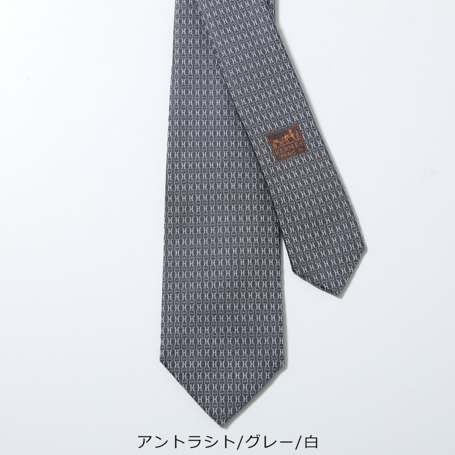 t*y様 HERMES グレー 織り模様 ネクタイ エルメスH織り アントラシト/グレー メンズ シルク100％ ネクタイ