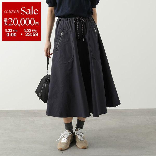 MONCLER モンクレール スカート 2D00013 54ARP レディース ミディ丈 コットン ナイロン 混紡素材 ロゴ 742の画像