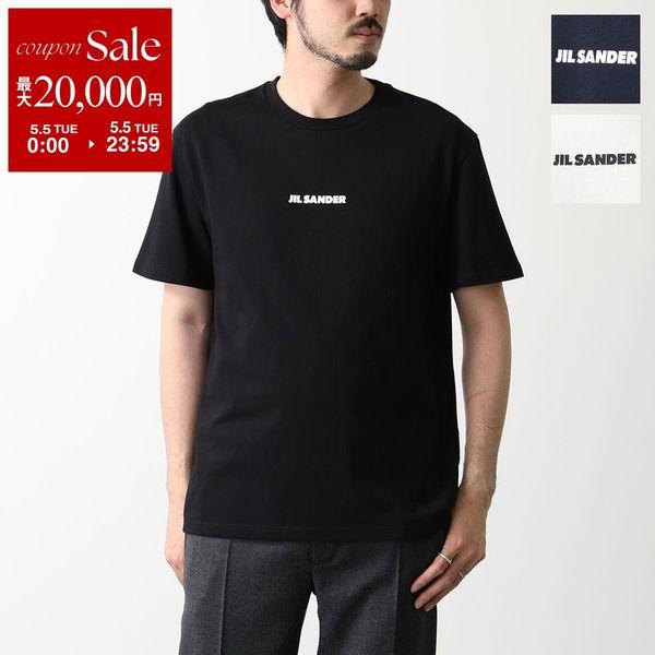 25AW【新品】JIL SANDER ジルサンダー ロゴ コットンTシャツ 黒L JIL SANDER ジルサンダー ヘビーコットン ショルダーロゴ Tシャツ