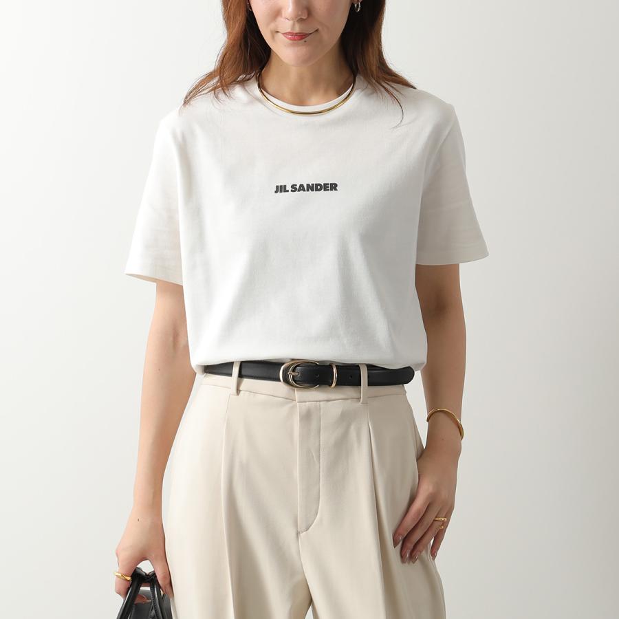 JIL SANDER ジルサンダー 半袖 Tシャツ J02GC0142 J20103 レディース ロゴ カットソー ロゴT コットン クルーネック 102/PORCELAINの画像