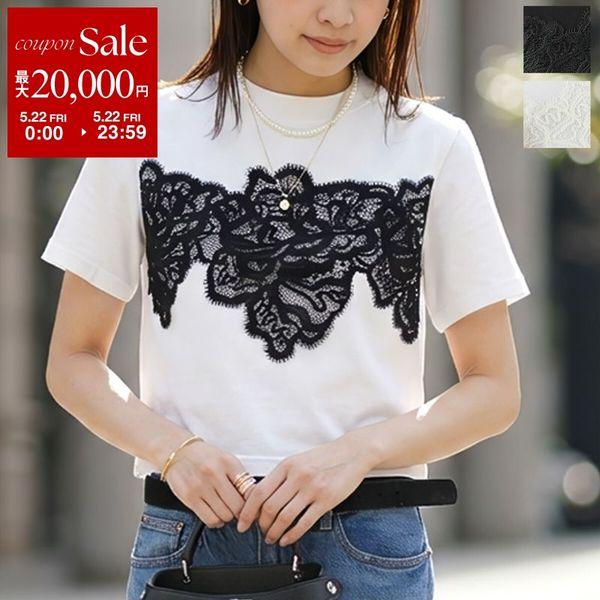 anana アナナ Tシャツ a16-011 レディース 半袖 レース カットソー コットン クルーネック カラー3色の画像