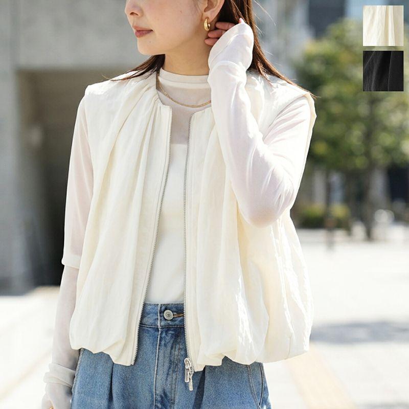 完売商品【chignon 】前後2way チュールベスト　ジレ　カーキ 楽天市場】チュールベスト｜チュール ベスト オケージョン お呼ばれ
