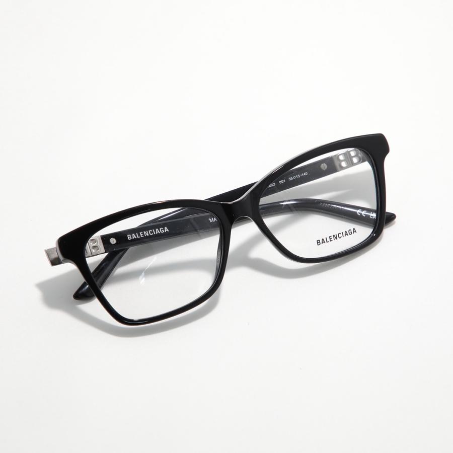 BALENCIAGA バレンシアガ メガネ BB0186O レディース ウェリントン型 セルフレーム フルリム 001/BLACK-BLACK-TRANSPARENT_8