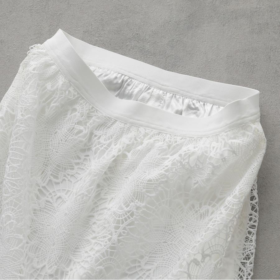 anana アナナ スカート a86-014 レディース スカラップレース Iライン ストレート スリット ミモレ丈 カラー2色の画像