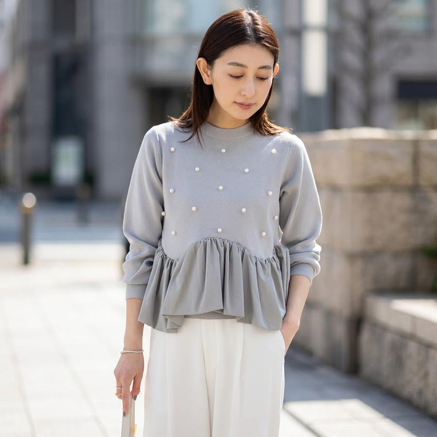 MONiLE モニーレ ニット 40253 レディース パール フリル バルーン