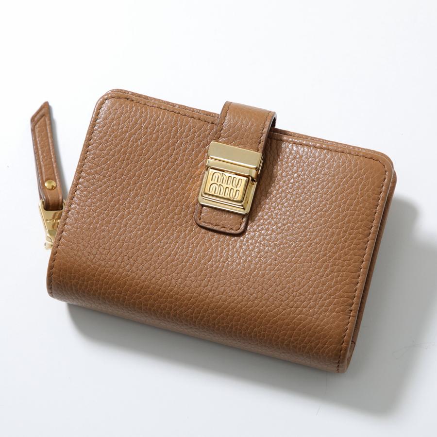 【訳あり】MIUMIU ミュウミュウ 二つ折り財布 5ML053 2F8V レディース レザー ミニ財布 F098L/CARAMELの画像
