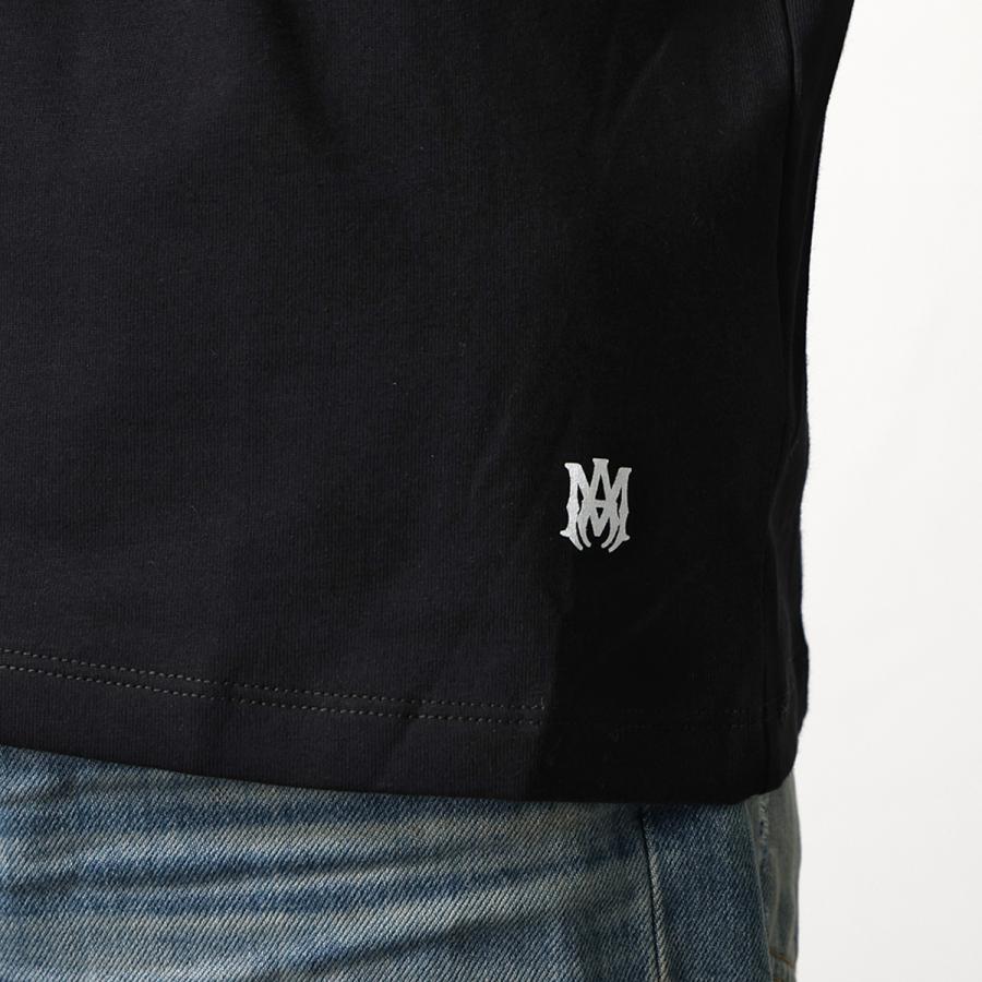 AMIRI アミリ Tシャツ STAGGRED LOGO TEE スタッガード AMJYTE1149 メンズ 半袖 カットソー ロゴT コットン クルーネック 001/Blackの画像