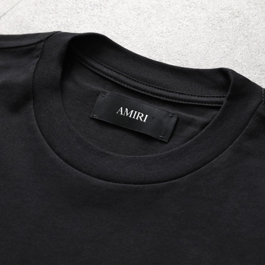 AMIRI アミリ Tシャツ STAGGRED LOGO TEE スタッガード AMJYTE1149 メンズ 半袖 カットソー ロゴT コットン クルーネック 001/Blackの画像