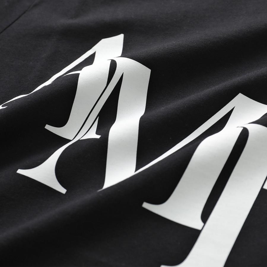 AMIRI アミリ Tシャツ STAGGRED LOGO TEE スタッガード AMJYTE1149 メンズ 半袖 カットソー ロゴT コットン クルーネック 001/Blackの画像