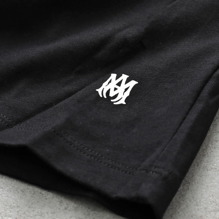 AMIRI アミリ Tシャツ STAGGRED LOGO TEE スタッガード AMJYTE1149 メンズ 半袖 カットソー ロゴT コットン クルーネック 001/Blackの画像