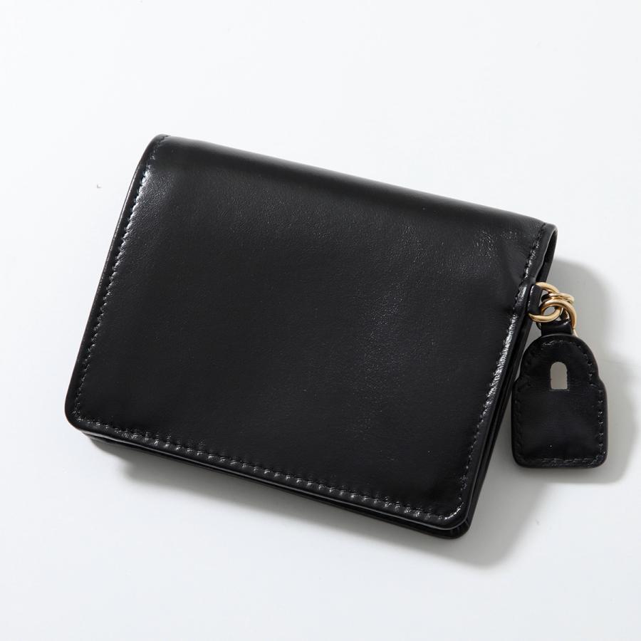 美品✨ FRID搭載✨ミュウミュウ 折り財布　5MV204 クロコ型押し　黒　金 miu miu（ミュウミュウ） 二つ折り財布 5MV204 2IGA レディース レザー