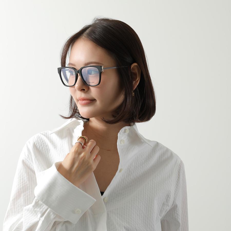 SAINT LAURENT サンローラン メガネ SL M48O_A/F レディース ウェリントン型 セルフレーム コンビネーション アジアンフィット メタルロゴ アイウェアの画像